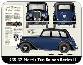 Morris 10 Saloon Series II 1935-37 Place Mat, Small